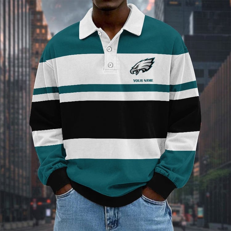 Philadelphia Eagles Special Style Men Long Sleeves Polo Shirt Custom Name Gift For Fan