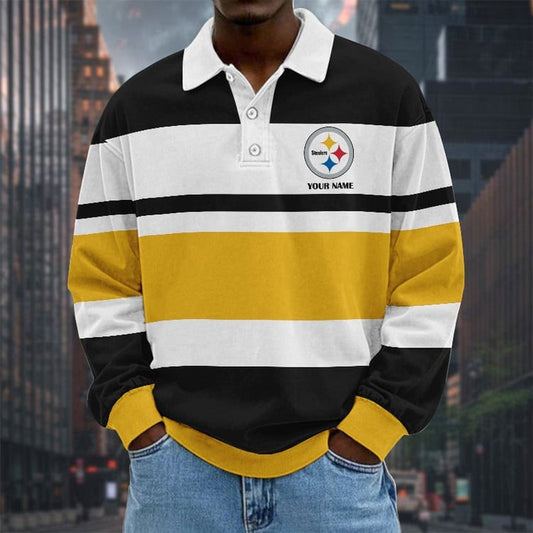 Pittsburgh Steelers Special Style Men Long Sleeves Polo Shirt Custom Name Gift For Fan