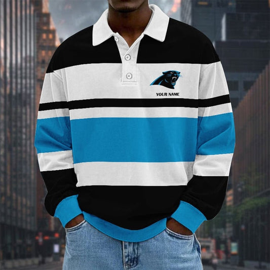 Carolina Panthers Special Style Men Long Sleeves Polo Shirt Custom Name Gift For Fan