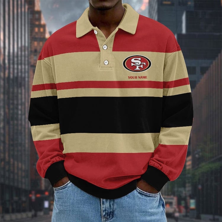 San Francisco 49ers Special Style Men Long Sleeves Polo Shirt Custom Name Gift For Fan