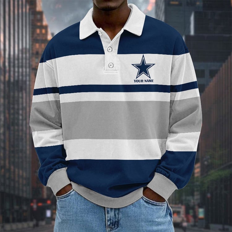 Dallas Cowboys Special Style Men Long Sleeves Polo Shirt Custom Name Gift For Fan