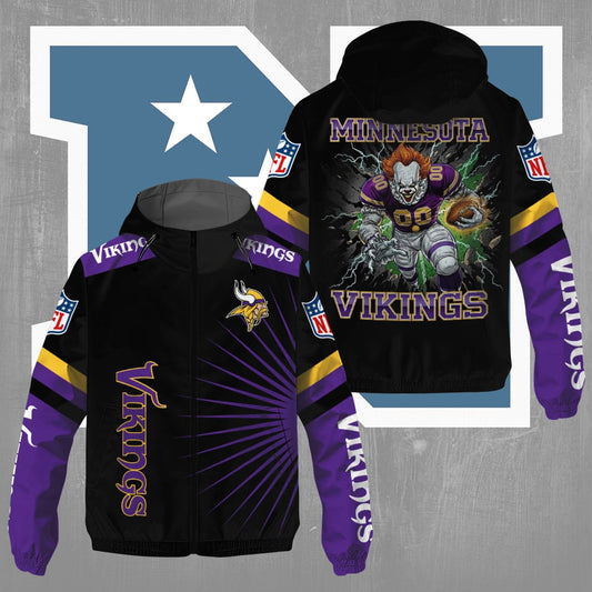 Minnesota Vikings x Pennywise 3D Windbreaker Jacket
