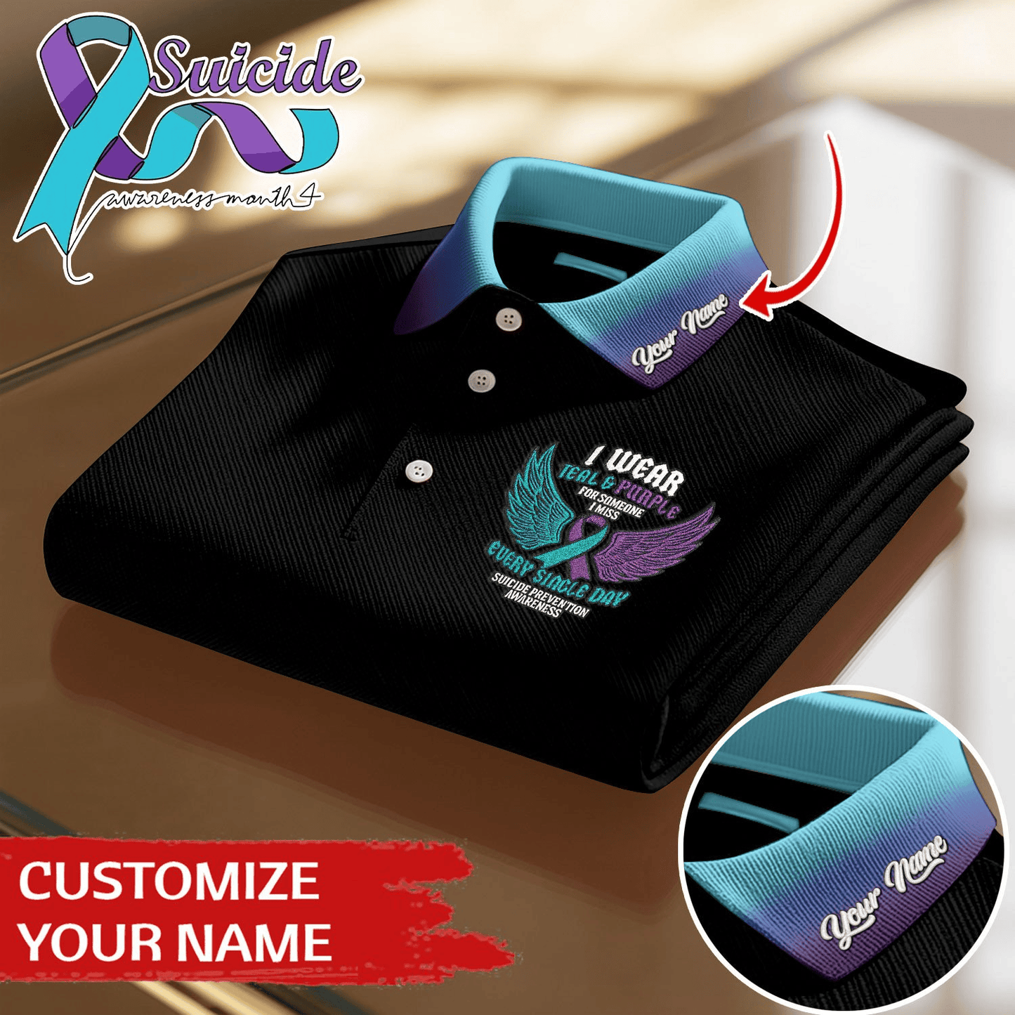 The Breast Cancer Awareness Month 2 Premium Polo shirt Customized Your Name