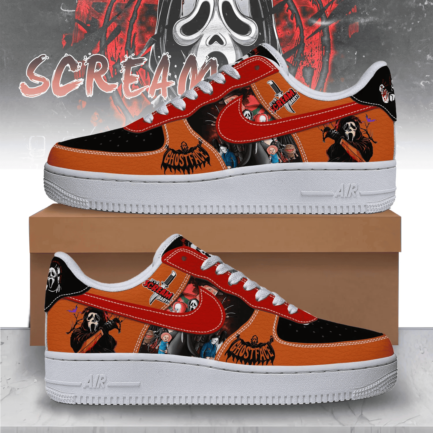Scream Halloween AF1 Sneakers Shoes For Men And Women